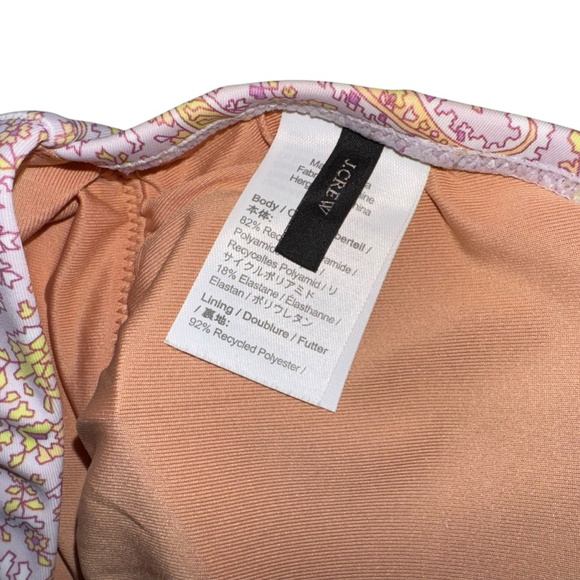 J.Crew Eco Plunge V-Neck One-Piece Swimsuit Pink Paisley Print size 10 tie back - Picture 7 of 13
